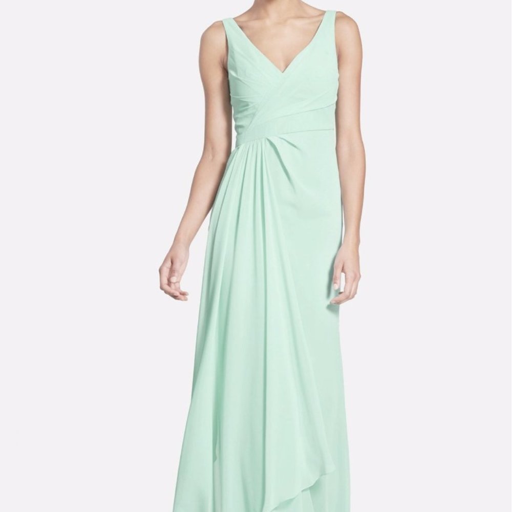 ML Monique Lhuillier‎ Bridesmaids Maxi Gown Mint Green Pastel Wedding Gala Party